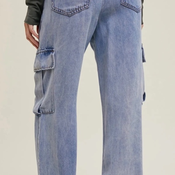 WISHLIST Tencel Denim Easy Pull On Wide Leg Cargo Pant Size S - Picture 8 of 10